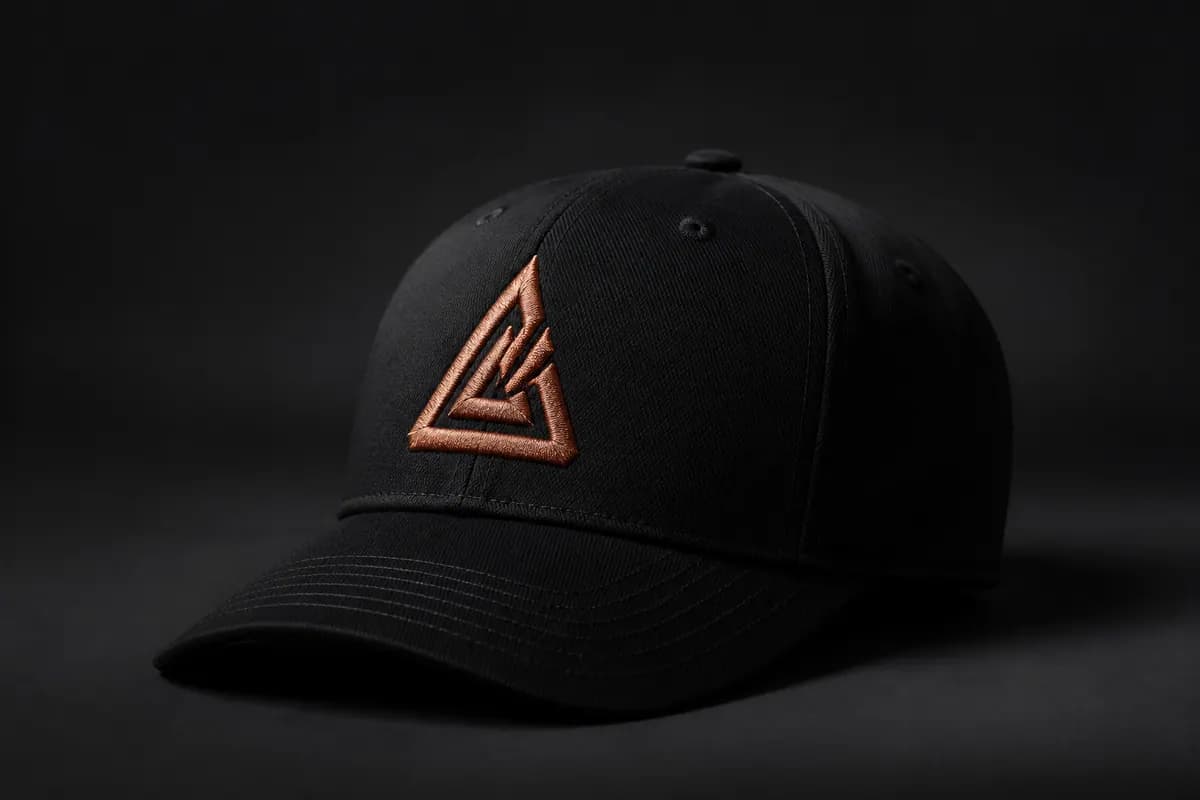 Siyah gabardin kepin ön panelinde köpük destekli 3D logo